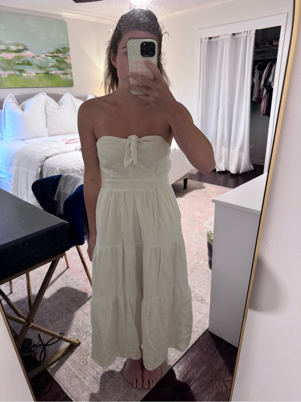 Linen strapless dress